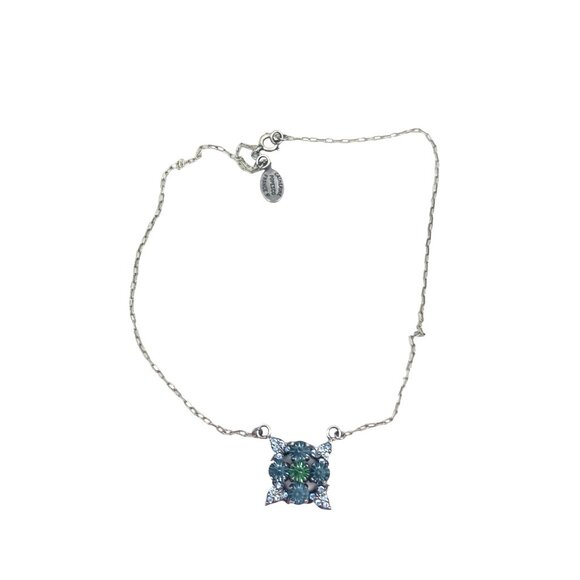 Catherine Popesco France Sterling Silver Necklace With Green & Blue Gemstone Pen - Picture 3 of 7